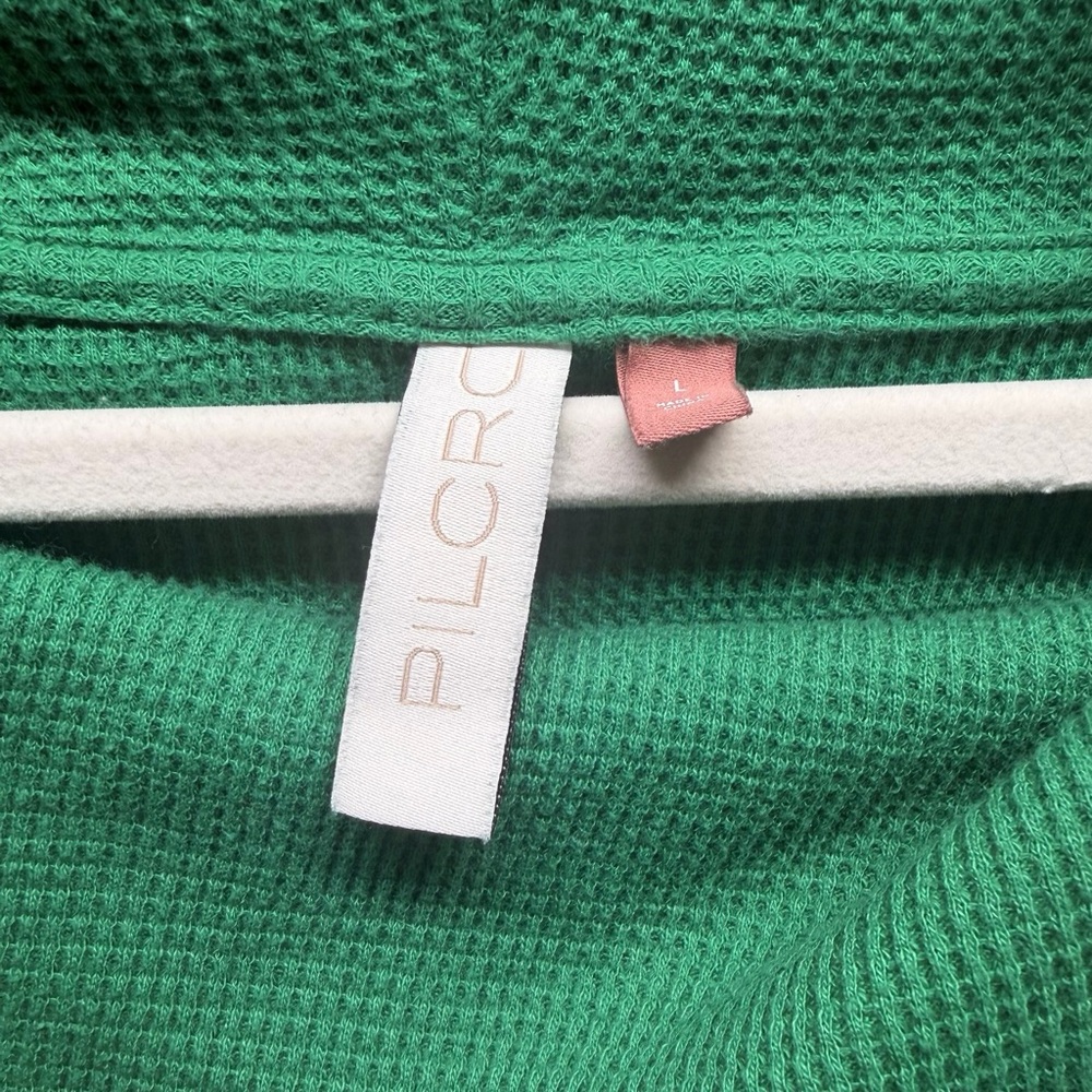 PILCRO Anthropologie Kelly Green Mock Neck Waffle Knit Long Sleeve Size Large - Picture 5 of 9